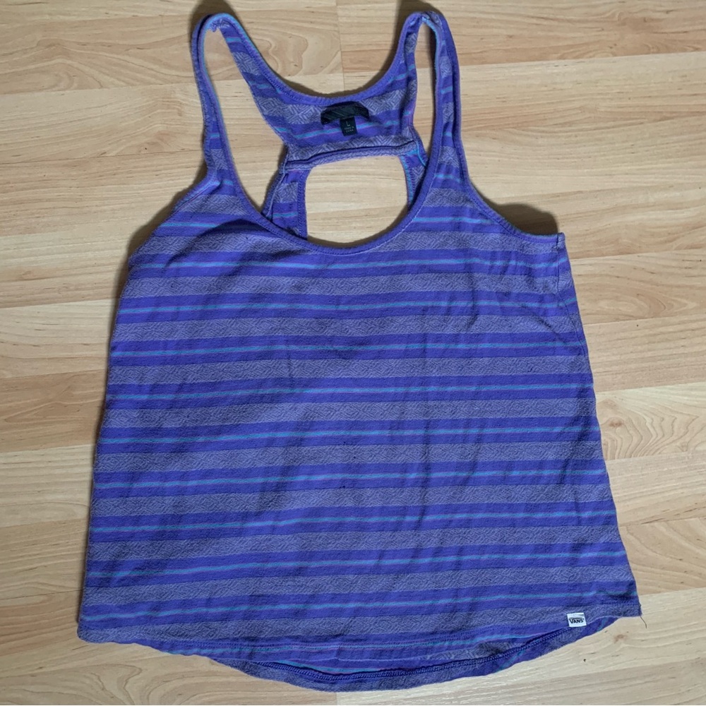 ⚡️3 for 25⚡️Vans Purple and Blue Striped Athletic Tank Top Women’s Size Large